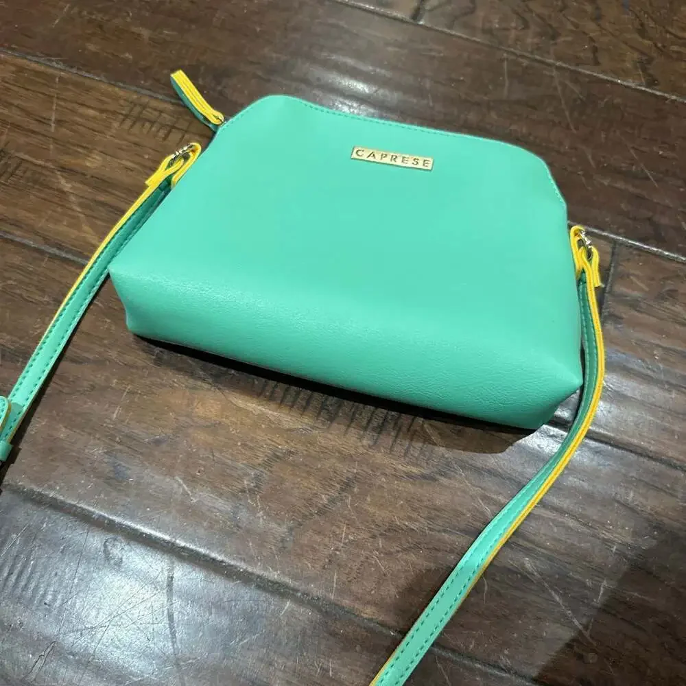 Caprese Teal and Yellow Crossbody Bag,‎ Faux Leather Small Purse